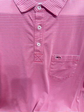 Fish Hippie Men's Pink Striped Polo Shirt